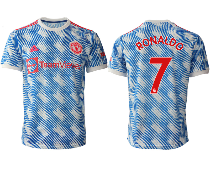 Men 2021-2022 Club Manchester United away aaa version blue #7 Soccer Jerseys